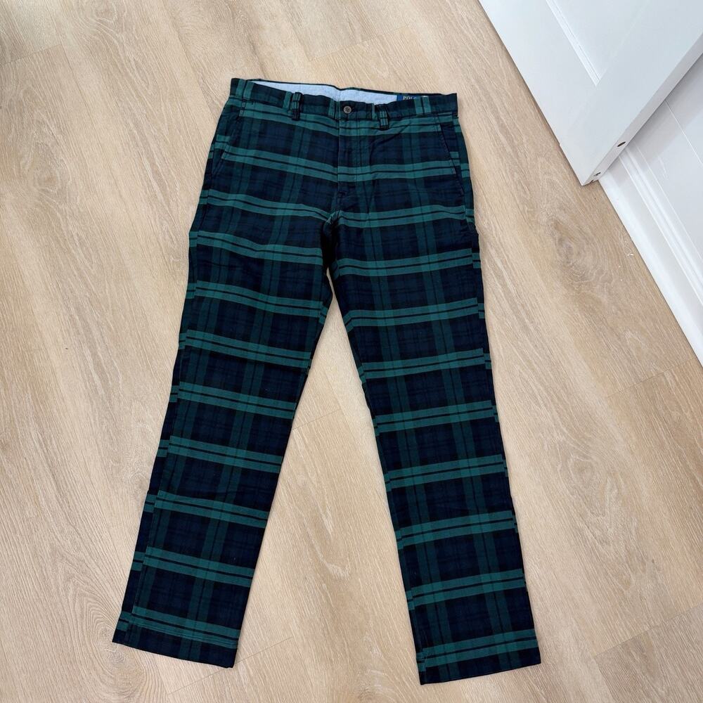 Polo Ralph Lauren Chino Pants Straight Fit Stretch Plaid Cotton Twill 34 x 32 - Picture 6 of 8